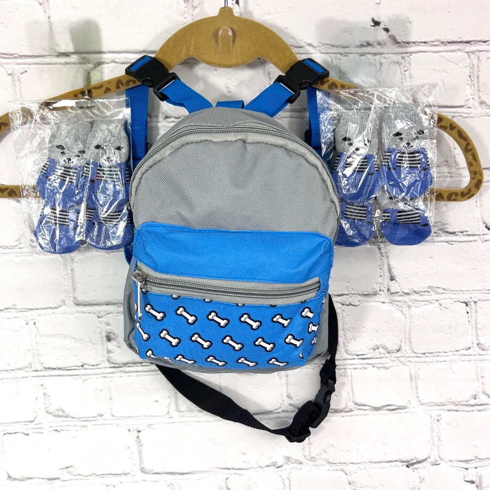 🐶🐾🦴Adorable Doggy Backpack & 2 Sets Little Paw Socks🐶🐾🦴